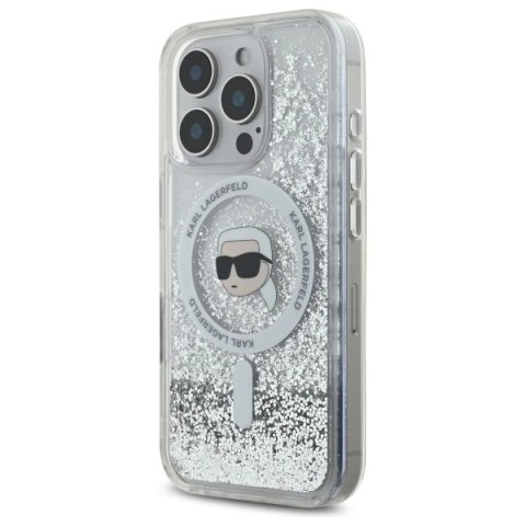 Etui Karl Lagerfeld Liquid Glitter Karl Head Magsafe na iPhone 16 Pro Max - przezroczyste Etui Karl Lagerfeld Liquid Glitter Karl Head Magsafe na iPhone 16 Pro Max - przezroczyste