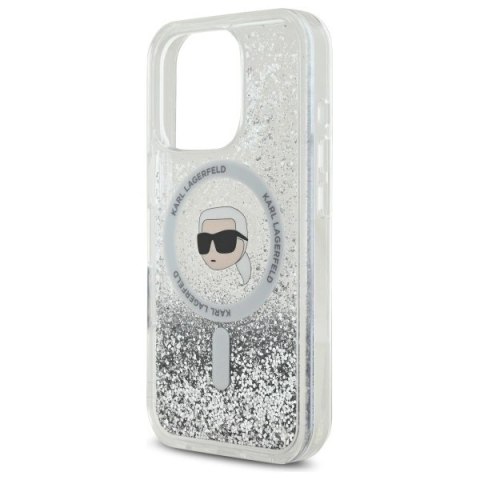 Etui Karl Lagerfeld Liquid Glitter Karl Head Magsafe na iPhone 16 Pro Max - przezroczyste Etui Karl Lagerfeld Liquid Glitter Karl Head Magsafe na iPhone 16 Pro Max - przezroczyste