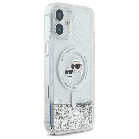 Etui Karl Lagerfeld Liquid Glitter Karl&Choupette Head Magsafe na iPhone 16 - przezroczysty Etui Karl Lagerfeld Liquid Glitter Karl&Choupette Head Magsafe na iPhone 16 - przezroczysty