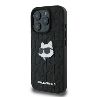 Etui Karl Lagerfeld Monogram Choupette Head Pin na iPhone 16 Pro - czarne