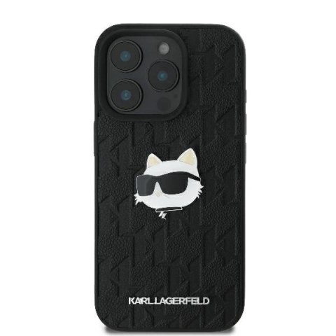 Etui Karl Lagerfeld Monogram Choupette Head Pin na iPhone 16 Pro - czarne Etui Karl Lagerfeld Monogram Choupette Head Pin na iPhone 16 Pro - czarne