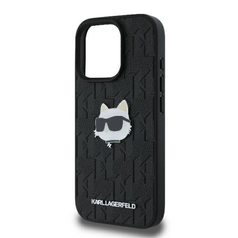 Etui Karl Lagerfeld Monogram Choupette Head Pin na iPhone 16 Pro - czarne Etui Karl Lagerfeld Monogram Choupette Head Pin na iPhone 16 Pro - czarne