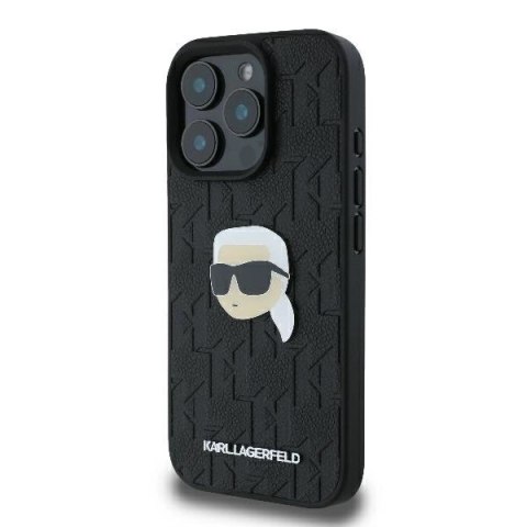 Etui Karl Lagerfeld Monogram Karl Head Pin na iPhone 16 Pro 6.3" czarne Etui Karl Lagerfeld Monogram Karl Head Pin na iPhone 16 Pro 6.3" czarne