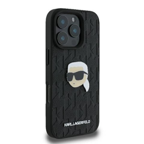 Etui Karl Lagerfeld Monogram Karl Head Pin na iPhone 16 Pro Max - czarne Etui Karl Lagerfeld Monogram Karl Head Pin na iPhone 16 Pro Max - czarne