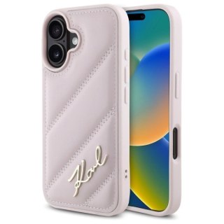 Etui Karl Lagerfeld Quilted Signature na iPhone 16 - różowe