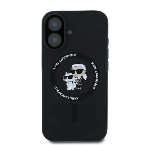 Etui Karl Lagerfeld Silicone Karl&Choupette Heads Ring MagSafe na iPhone 16 Plus - czarne Etui Karl Lagerfeld Silicone Karl&Choupette Heads Ring MagSafe na iPhone 16 Plus - czarne