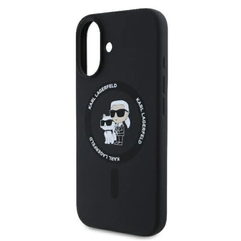 Etui Karl Lagerfeld Silicone Karl&Choupette Heads Ring MagSafe na iPhone 16 Plus - czarne Etui Karl Lagerfeld Silicone Karl&Choupette Heads Ring MagSafe na iPhone 16 Plus - czarne
