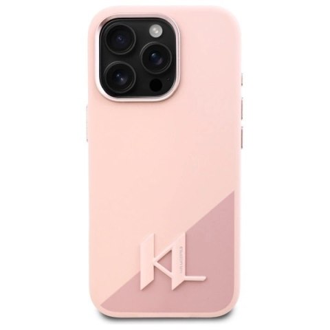 Etui Karl Lagerfeld Silicone Shadow Metal Initial MagSafe na iPhone 16 Pro Max - różowe Etui Karl Lagerfeld Silicone Shadow Metal Initial MagSafe na iPhone 16 Pro Max - różowe