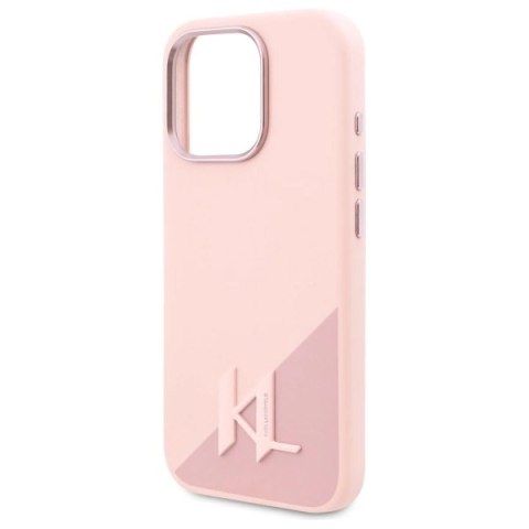 Etui Karl Lagerfeld Silicone Shadow Metal Initial MagSafe na iPhone 16 Pro Max - różowe Etui Karl Lagerfeld Silicone Shadow Metal Initial MagSafe na iPhone 16 Pro Max - różowe