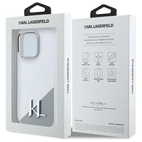 Etui Karl Lagerfeld Silicone Shadow Metal Initial MagSafe na iPhone 16 Pro - białe Etui Karl Lagerfeld Silicone Shadow Metal Initial MagSafe na iPhone 16 Pro - białe