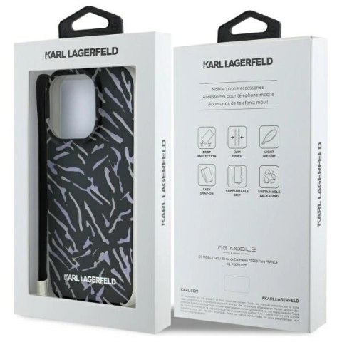 Etui Karl Lagerfeld Zebra With Cord na iPhone 16 Pro Max - fioletowe Etui Karl Lagerfeld Zebra With Cord na iPhone 16 Pro Max - fioletowe