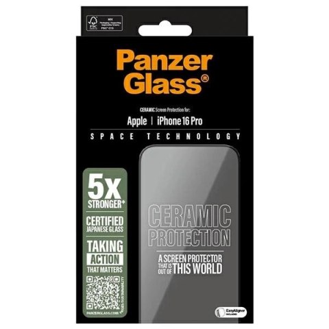 Szkło hartowane PanzerGlass Ceramic Screen Protector Ultra-Wide Fit na iPhone 16 Pro Szkło hartowane PanzerGlass Ceramic Screen Protector Ultra-Wide Fit na iPhone 16 Pro