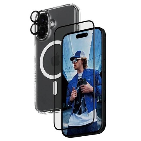 Zestaw PanzerGlass Bundle 3in1 etui przezroczyste + folia + szkło na aparat na iPhone 16 Zestaw PanzerGlass Bundle 3in1 etui przezroczyste + folia + szkło na aparat na iPhone 16