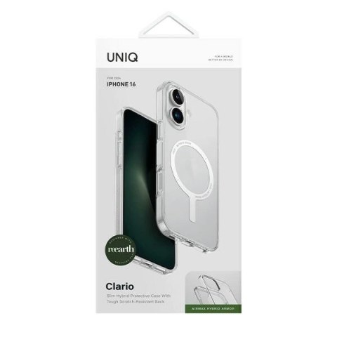 Etui UNIQ Clario Magclick Charging z MagSafe na iPhone 16 - przezroczyste Etui UNIQ Clario Magclick Charging z MagSafe na iPhone 16 - przezroczyste
