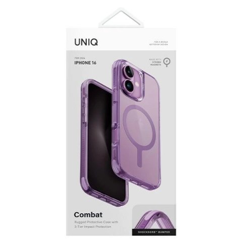 Etui UNIQ Combat Magclick Charging z MagSafe na iPhone 16 - różowe Etui UNIQ Combat Magclick Charging z MagSafe na iPhone 16 - różowe