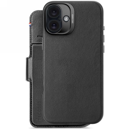 Etui skórzane Decoded Leather Detachable Wallet MagSafe z portfelem na iPhone 16 Plus - czarne Etui skórzane Decoded Leather Detachable Wallet MagSafe z portfelem na iPhone 16 Plus - czarne
