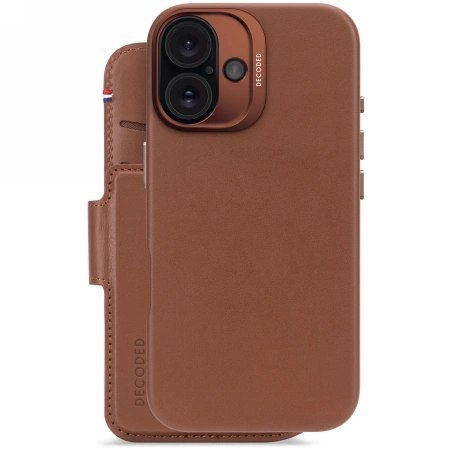 Etui skórzane Decoded Leather Detachable Wallet MagSafe z portfelem na iPhone 16 - brązowe Etui skórzane Decoded Leather Detachable Wallet MagSafe z portfelem na iPhone 16 - brązowe