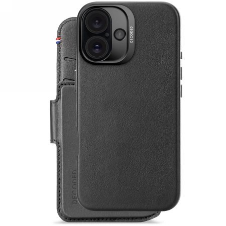 Etui skórzane Decoded Leather Detachable Wallet MagSafe z portfelem na iPhone 16 - czarne Etui skórzane Decoded Leather Detachable Wallet MagSafe z portfelem na iPhone 16 - czarne
