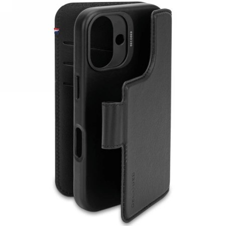 Etui skórzane Decoded Leather Detachable Wallet MagSafe z portfelem na iPhone 16 - czarne Etui skórzane Decoded Leather Detachable Wallet MagSafe z portfelem na iPhone 16 - czarne