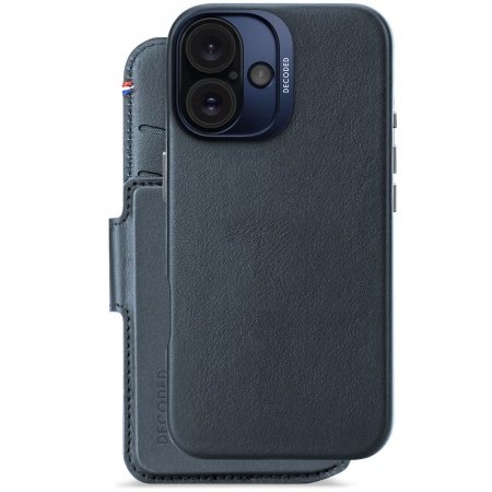 Etui skórzane Decoded Leather Detachable Wallet MagSafe z portfelem na iPhone 16 - niebieskie Etui skórzane Decoded Leather Detachable Wallet MagSafe z portfelem na iPhone 16 - niebieskie