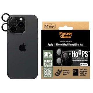 Szkło hartowane PanzerGlass Hoops Black Lens Protector na aparat do iPhone 16 Pro / 16 Pro Max