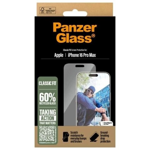 Szkło hartowane PanzerGlass Screen Protector Classic Fit na iPhone 16 Pro Max