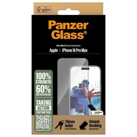 Szkło hartowane PanzerGlass Screen Protector Ultra-Wide Fit na iPhone 16 Pro Max
