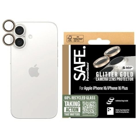 Szkło hartowane SAFE by PanzerGlass na aparat do iPhone 16 / 16 Plus - złote Szkło hartowane SAFE by PanzerGlass na aparat do iPhone 16 / 16 Plus - złote
