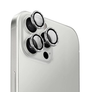 Szkło hartowane UNIQ Optix Aluminium Camera Lens Protector na aparat telefonu z aplikatorem do iPhone 16 Pro / 16 Pro Max - biał