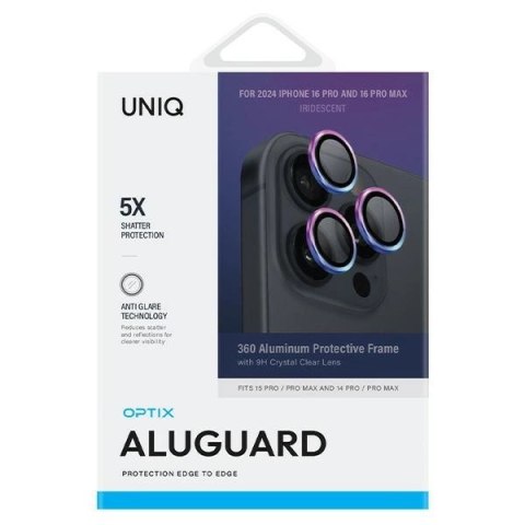 Szkło hartowane UNIQ Optix Aluminium Camera Lens Protector na aparat telefonu z aplikatorem do iPhone 16 Pro / 16 Pro Max - opal Szkło hartowane UNIQ Optix Aluminium Camera Lens Protector na aparat telefonu z aplikatorem do iPhone 16 Pro / 16 Pro Max - opal
