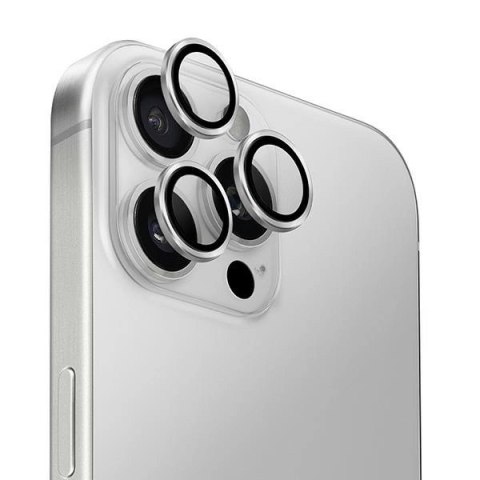 Szkło hartowane UNIQ Optix Aluminium Camera Lens Protector na aparat telefonu z aplikatorem do iPhone 16 Pro / 16 Pro Max - sreb Szkło hartowane UNIQ Optix Aluminium Camera Lens Protector na aparat telefonu z aplikatorem do iPhone 16 Pro / 16 Pro Max - sreb