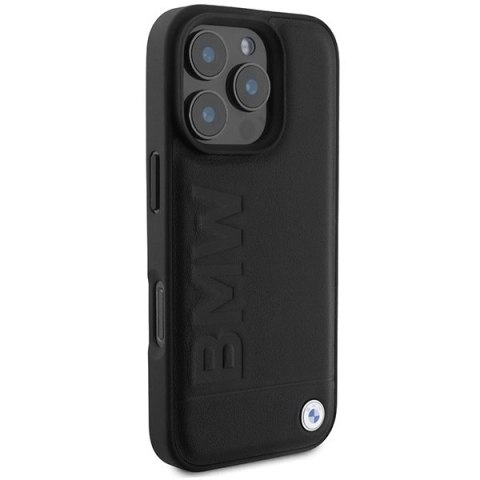Etui BMW Leather Hot Stamp MagSafe na iPhone 16 Pro Max - czarne