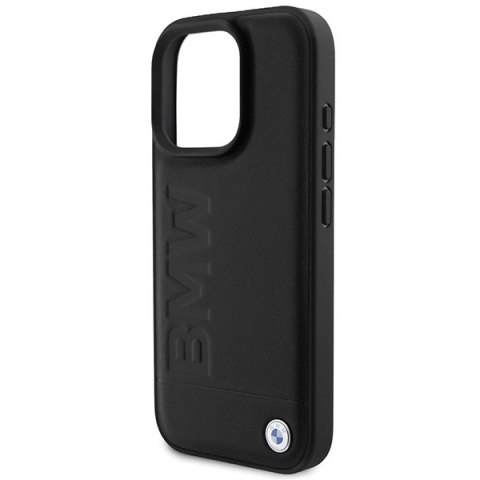Etui BMW Leather Hot Stamp MagSafe na iPhone 16 Pro Max - czarne