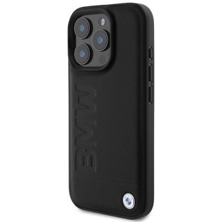 Etui BMW Leather Hot Stamp MagSafe na iPhone 16 Pro - czarne