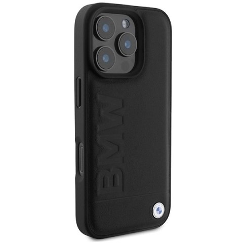 Etui BMW Leather Hot Stamp MagSafe na iPhone 16 Pro - czarne