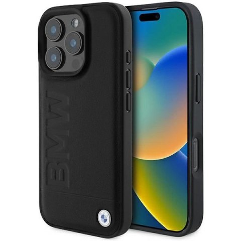 Etui BMW Leather Hot Stamp na iPhone 16 Pro Max - czarne Etui BMW Leather Hot Stamp na iPhone 16 Pro Max - czarne