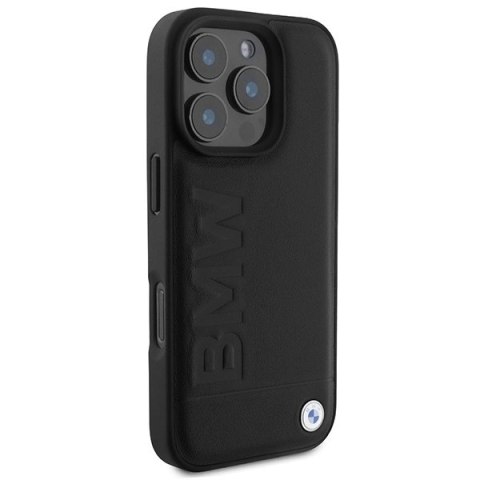 Etui BMW Leather Hot Stamp na iPhone 16 Pro Max - czarne Etui BMW Leather Hot Stamp na iPhone 16 Pro Max - czarne
