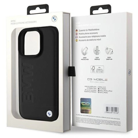Etui BMW Leather Hot Stamp na iPhone 16 Pro Max - czarne Etui BMW Leather Hot Stamp na iPhone 16 Pro Max - czarne
