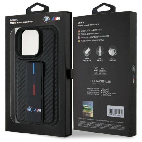 Etui BMW M Grip Stand Smooth and Carbon na iPhone 16 Pro Max - czarne
