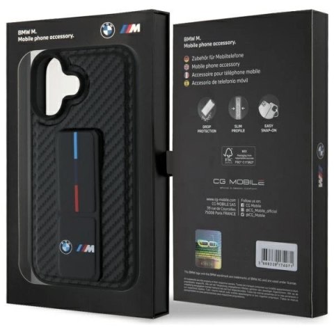 Etui BMW M Grip Stand Smooth and Carbon na iPhone 16 - czarne