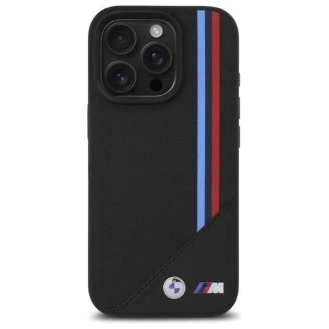 Etui BMW M Meshed Tricolor Stripes MagSafe na iPhone 16 Pro - czarne