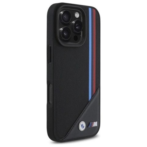 Etui BMW M Meshed Tricolor Stripes MagSafe na iPhone 16 Pro - czarne