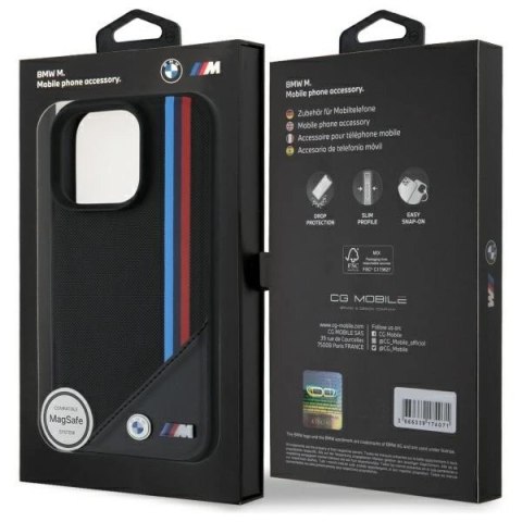 Etui BMW M Meshed Tricolor Stripes MagSafe na iPhone 16 Pro - czarne