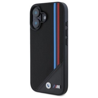 Etui BMW M Meshed Tricolor Stripes MagSafe na iPhone 16 - czarne