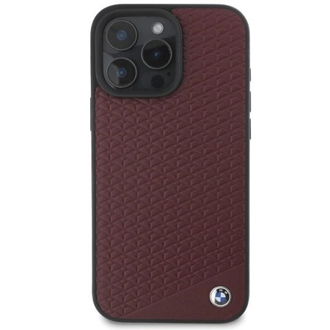 Etui BMW Sign Leather Diamond Metal Logo MagSafe na iPhone 16 Pro Max - czerwone
