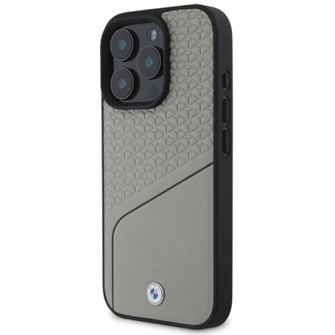 Etui BMW Sign Leather Textured and Line MagSafe na iPhone 16 Pro - szare Etui BMW Sign Leather Textured and Line MagSafe na iPhone 16 Pro - szare