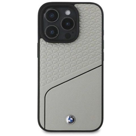 Etui BMW Sign Leather Textured and Line MagSafe na iPhone 16 Pro - szare Etui BMW Sign Leather Textured and Line MagSafe na iPhone 16 Pro - szare
