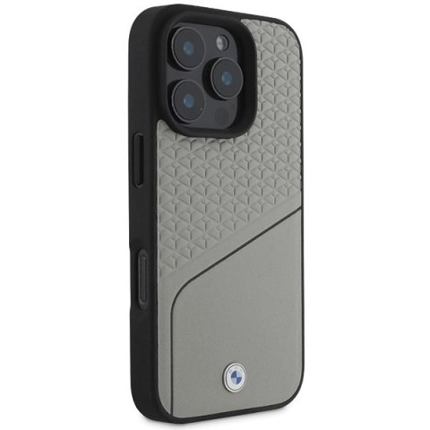 Etui BMW Sign Leather Textured and Line MagSafe na iPhone 16 Pro - szare Etui BMW Sign Leather Textured and Line MagSafe na iPhone 16 Pro - szare