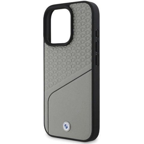 Etui BMW Sign Leather Textured and Line MagSafe na iPhone 16 Pro - szare Etui BMW Sign Leather Textured and Line MagSafe na iPhone 16 Pro - szare
