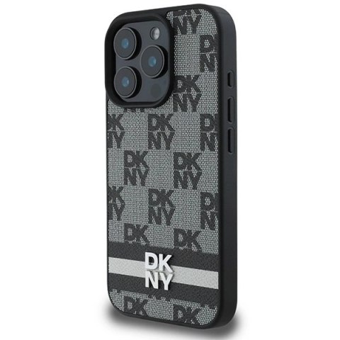 Etui DKNY Checkered Pattern & Printed Stripes na iPhone 16 Pro Max - czarne Etui DKNY Checkered Pattern & Printed Stripes na iPhone 16 Pro Max - czarne